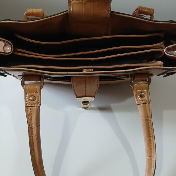 Liz Claiborne 90's Vintage Faux Tan Croc Leather Handbag - Picture 12 of 15